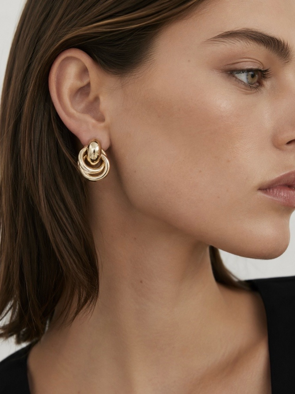COS Sculptural Knot Gold Tone Earrings Minimalist Statement Jewelry
